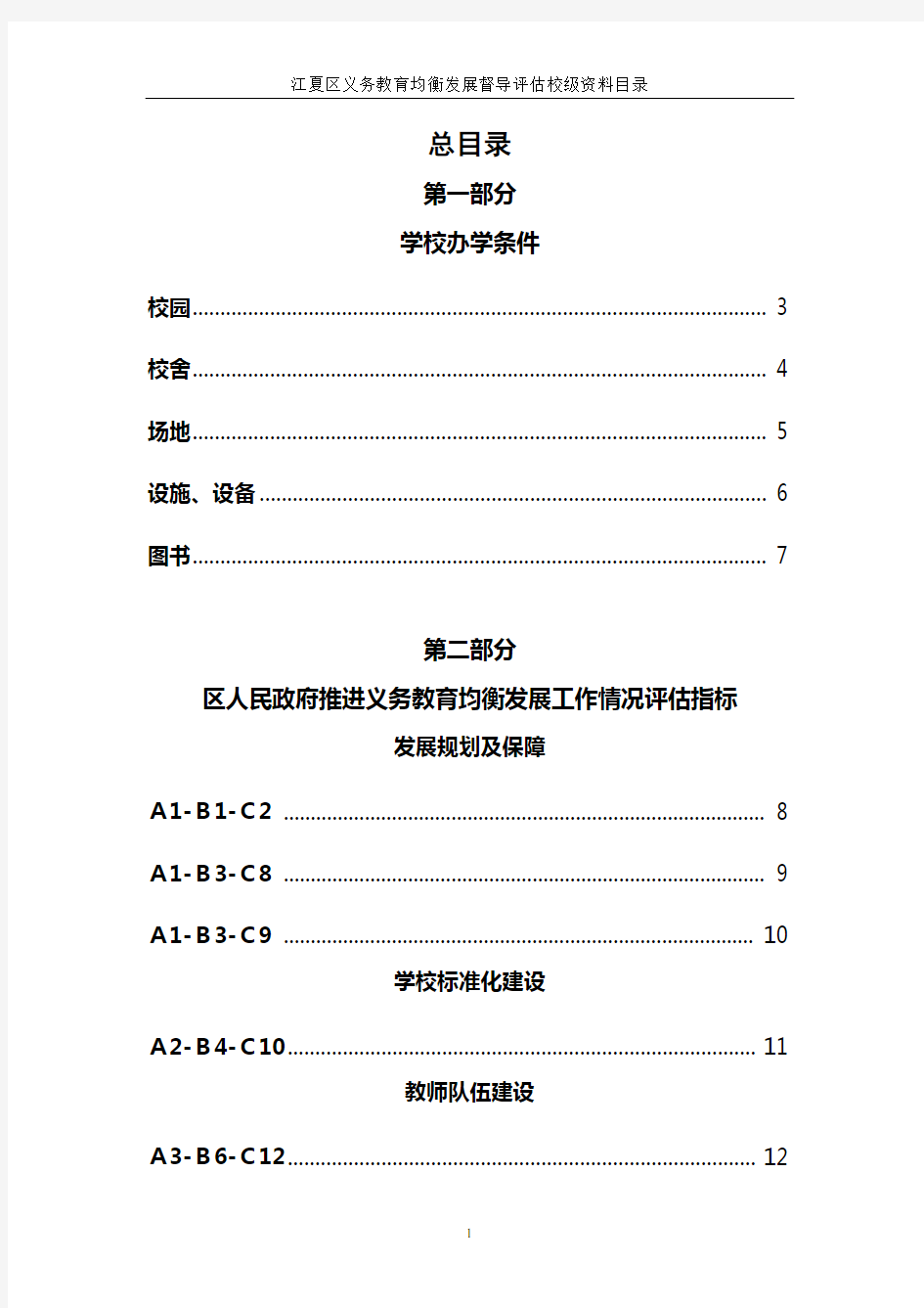 义务教育均衡发展资料目录(新修改)