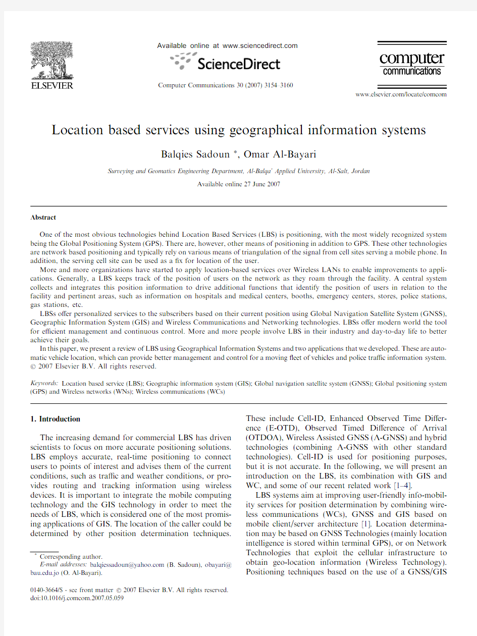 Location based services using geographical information systems - 2007 - Sadoun, Al-Bayari