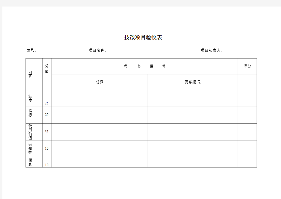 技改项目验收表