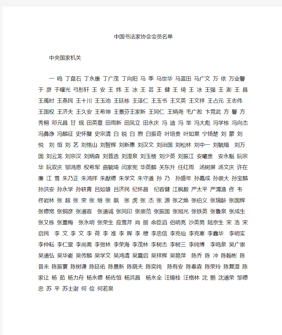 2013中国书法家协会会员名单