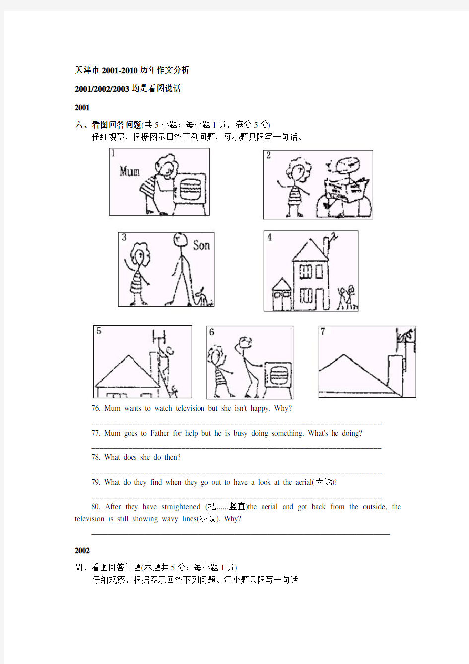 2001-2011年天津市历年中考作文题目汇总