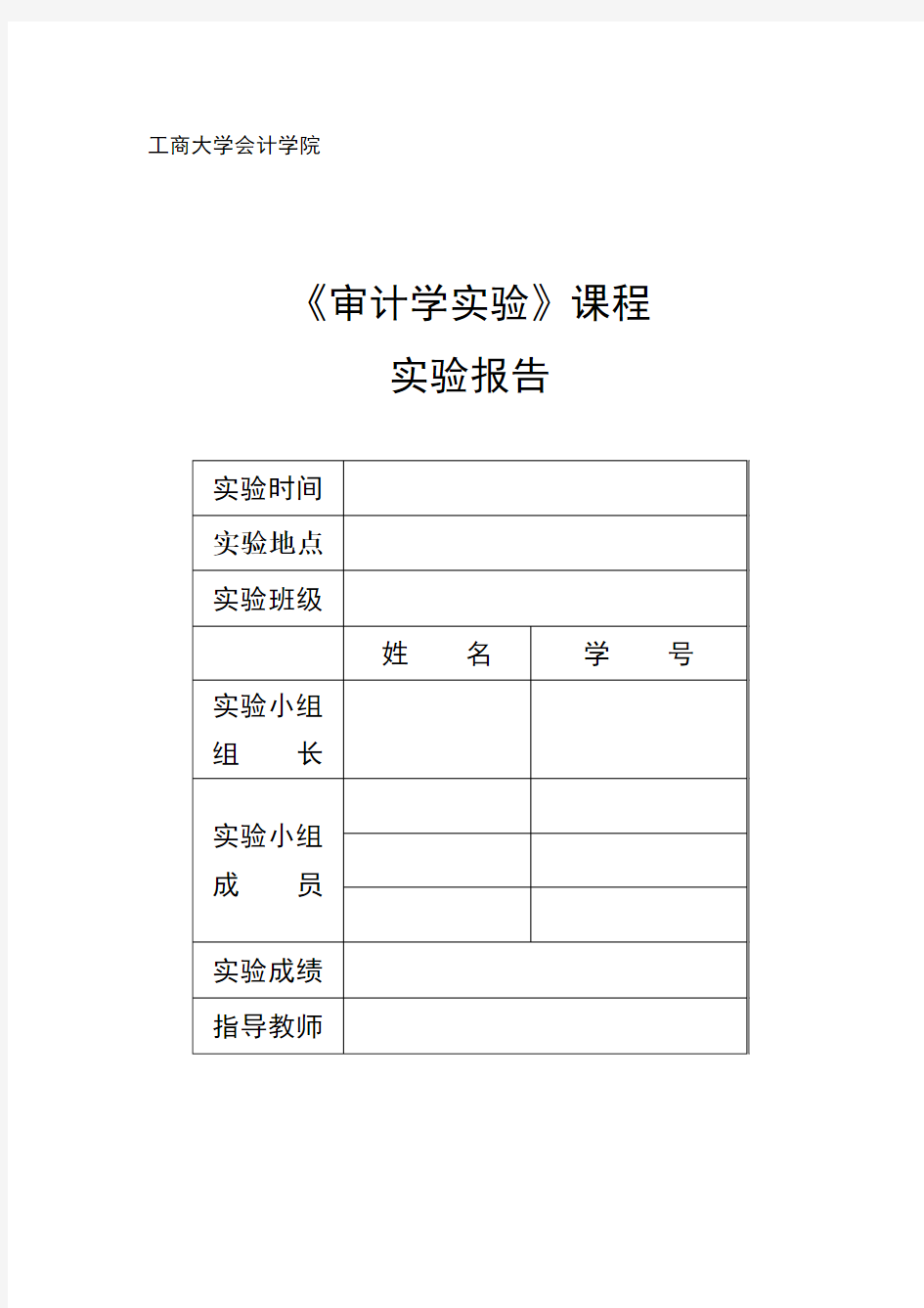 审计学实验报告的模板