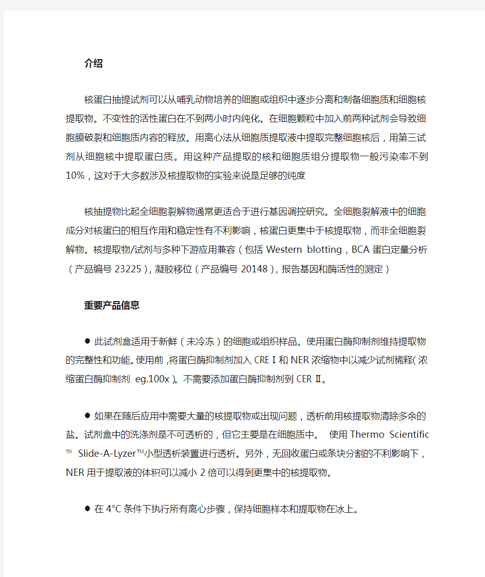 细胞核质蛋白分离