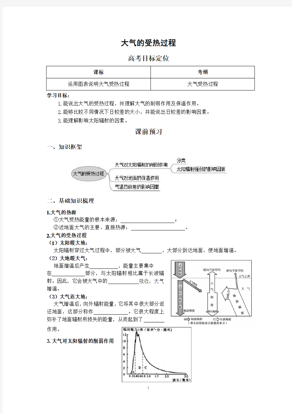 (一轮复习学案)大气的受热过程