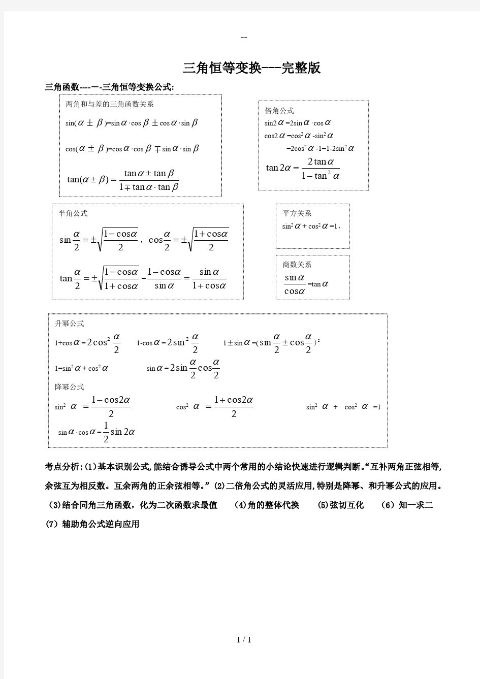 三角恒等变换---最全的总结·-学生版