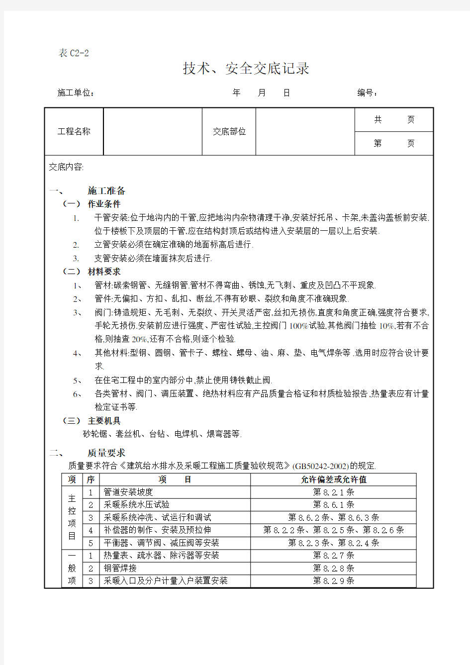 室内采暖管道安装工程[详细]