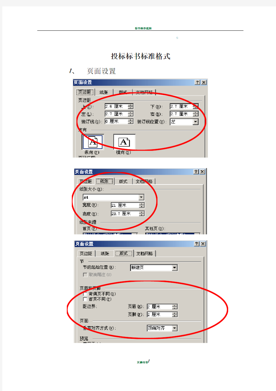 标书标准格式