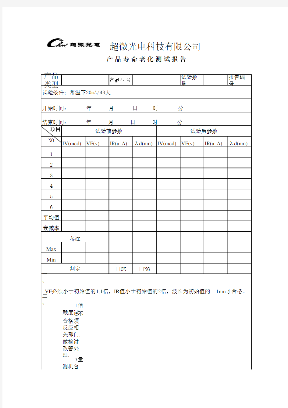 产品老化测试报告