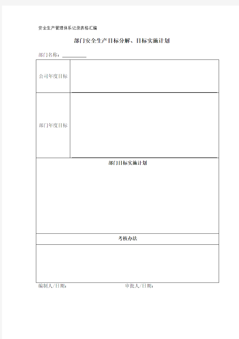 安全生产管理体系记录表格汇编