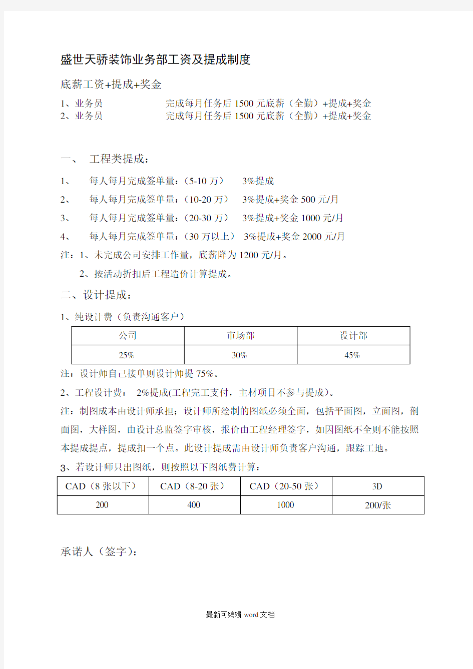 装饰公司工资及提成制度完整版