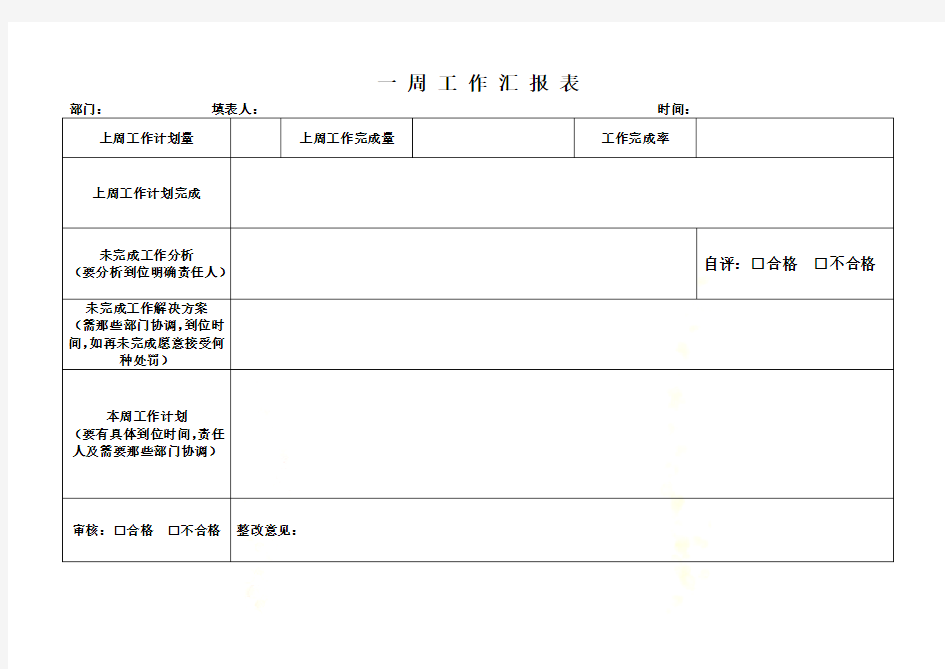 一周工作情况汇报记录表(doc 1页)