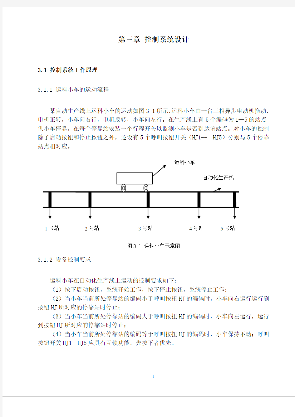 运料小车的控制运行