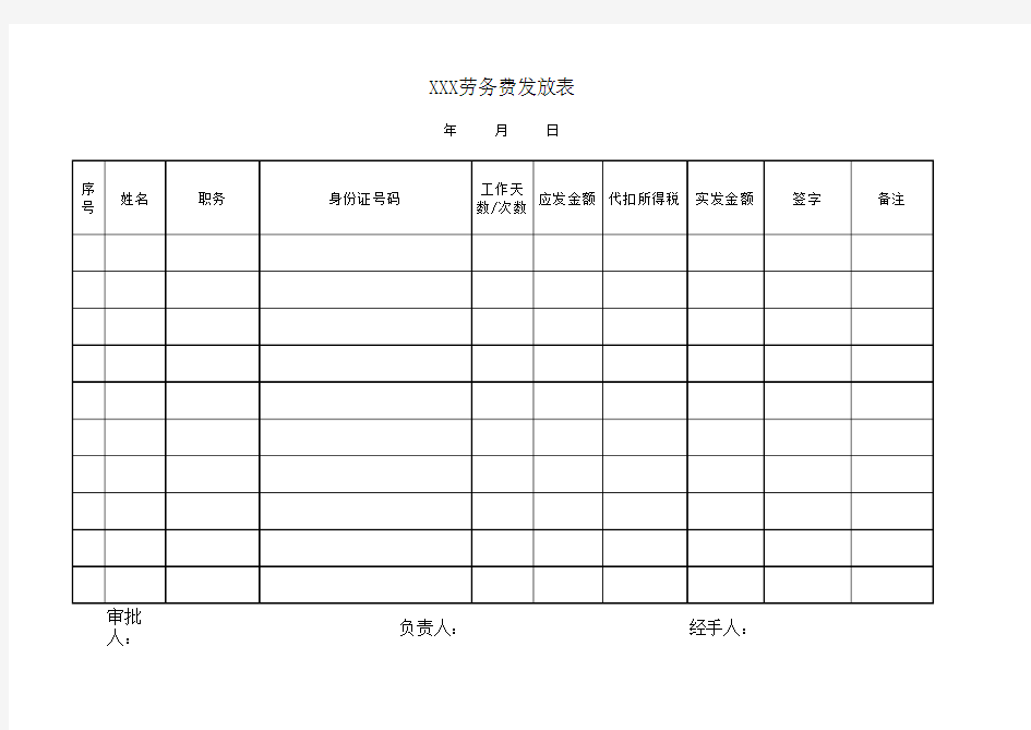 劳务费发放表(空白)