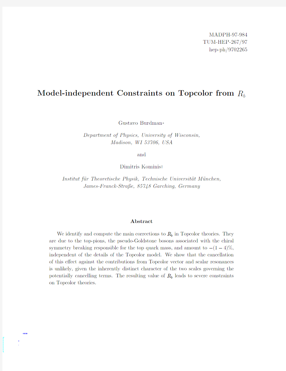 Model-independent Constraints on Topcolor from $R_b$