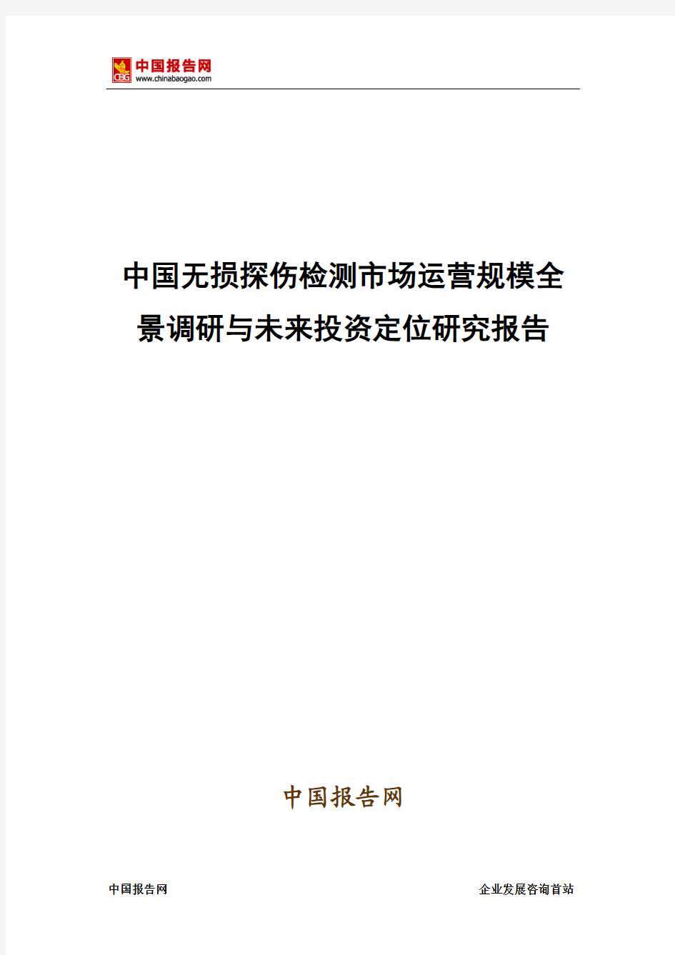 中国无损探伤检测市场运营规模全景调研与未来投资定位研究报告