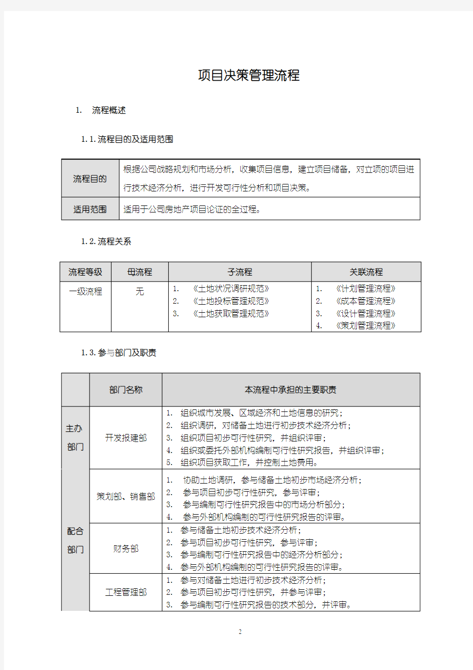 项目决策管理流程