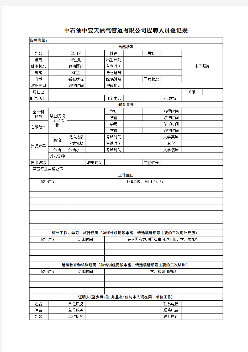 中石油中亚天然气管道有限公司应聘人员  - 中国石油天然气集团公司