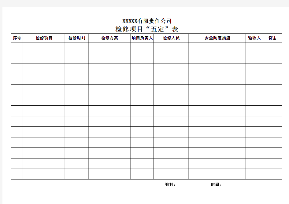 检修五定表