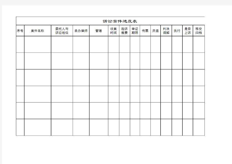 律师诉讼案件工作进度表格