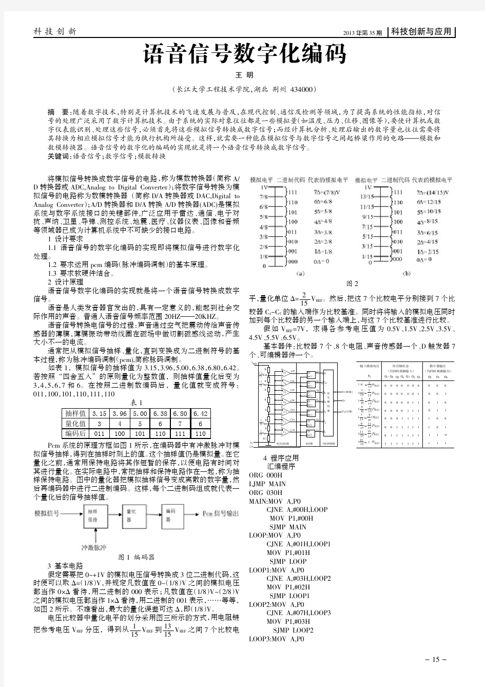 语音信号数字化编码