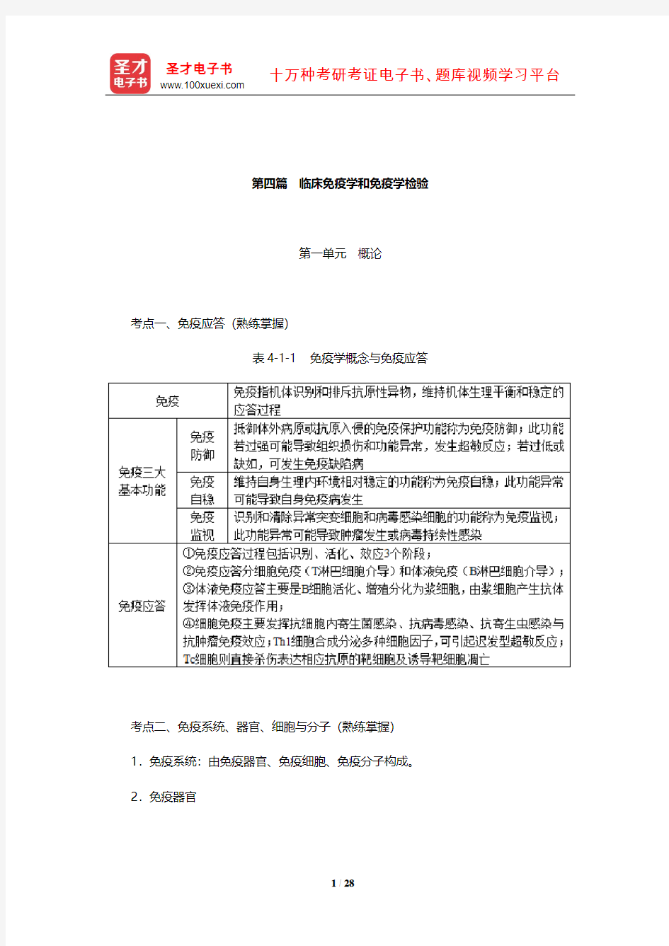 2020年全国卫生专业技术资格考试《临床医学检验学中级职称考试》考点(临床免疫学和免疫学检验)