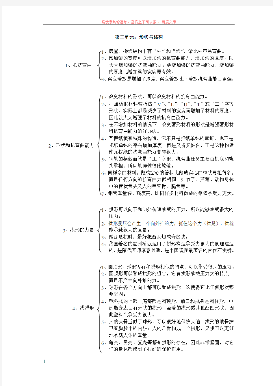 六年级科学上册第二单元复习提纲