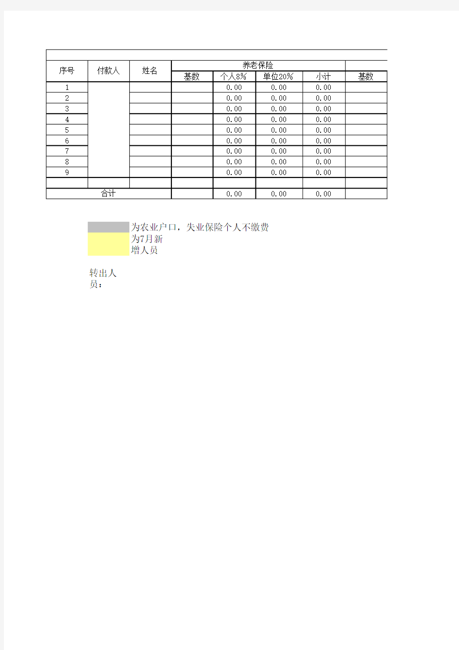 社保缴费明细一览表