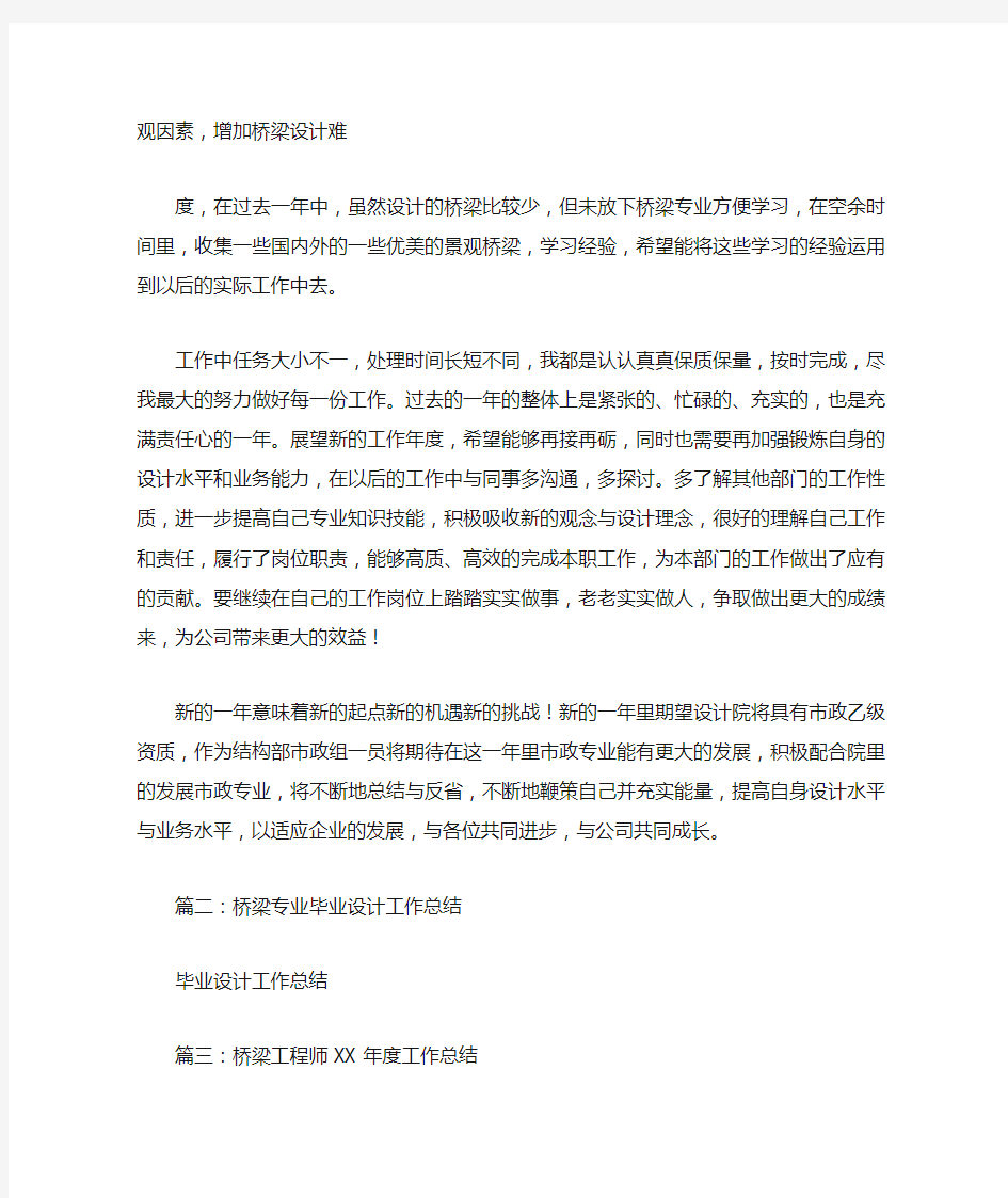 桥梁设计师工作总结