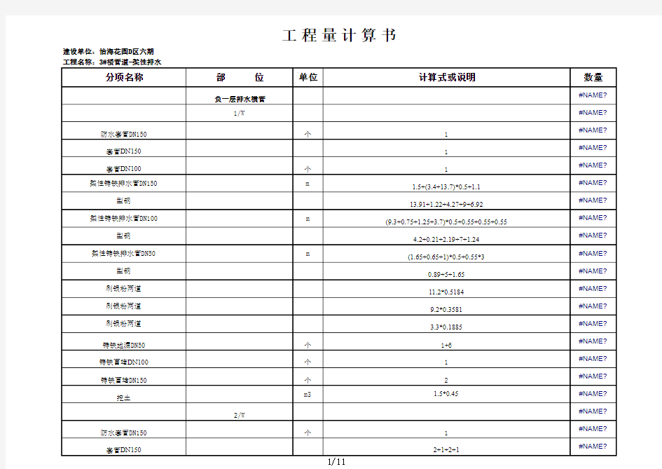 安装工程量计算表