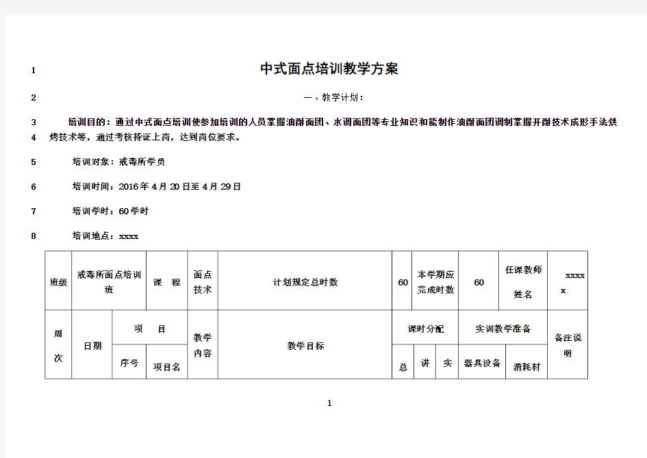 最新中式面点教学方案