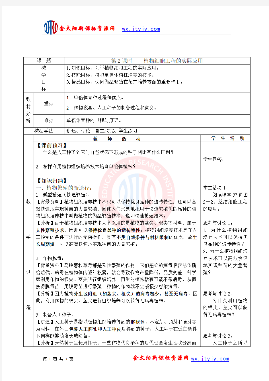 第2课时____植物细胞工程的实际应用