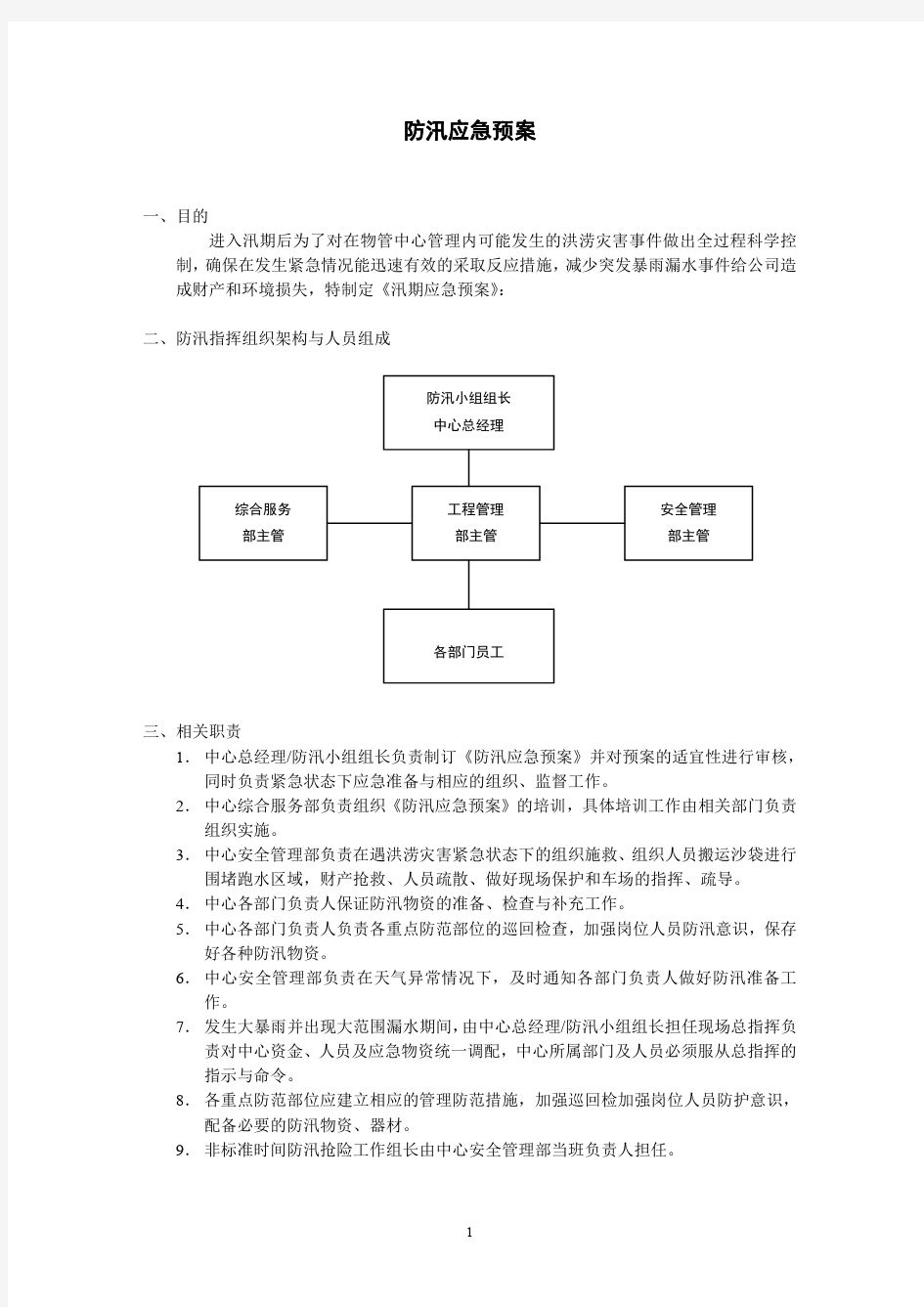 办公大楼防汛应急预案