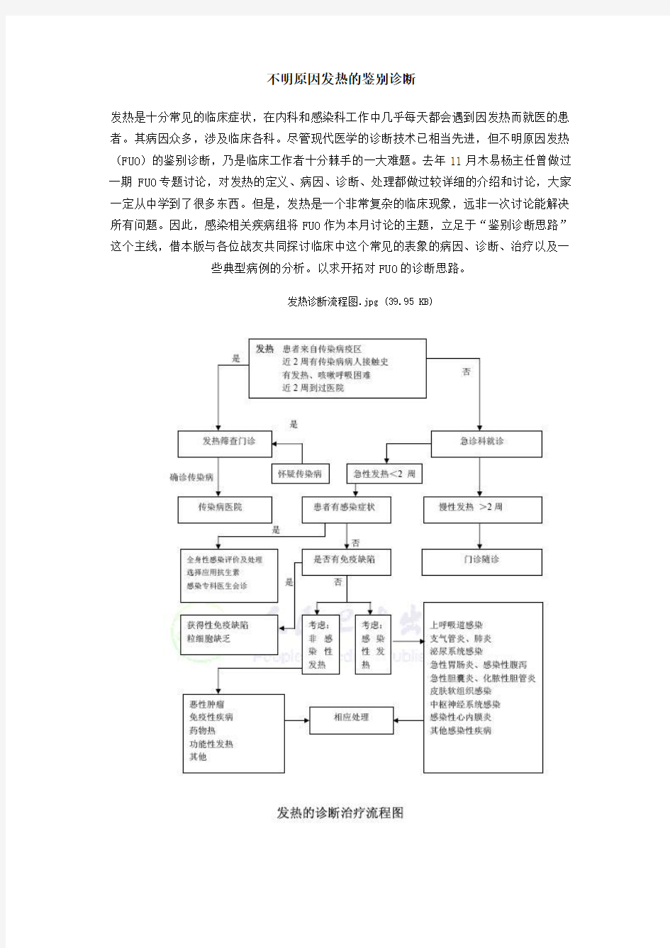 不明原因发热的鉴别诊断