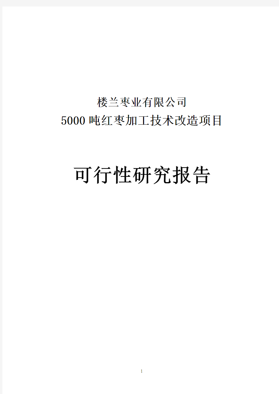 楼兰5000吨红枣加工技术改造建设项目可行性研究报告