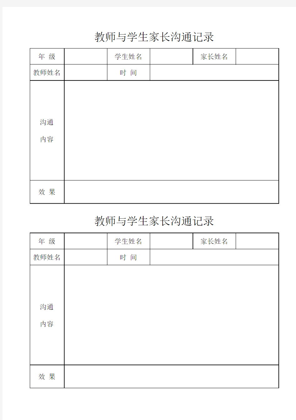 教师与学生家长沟通记录