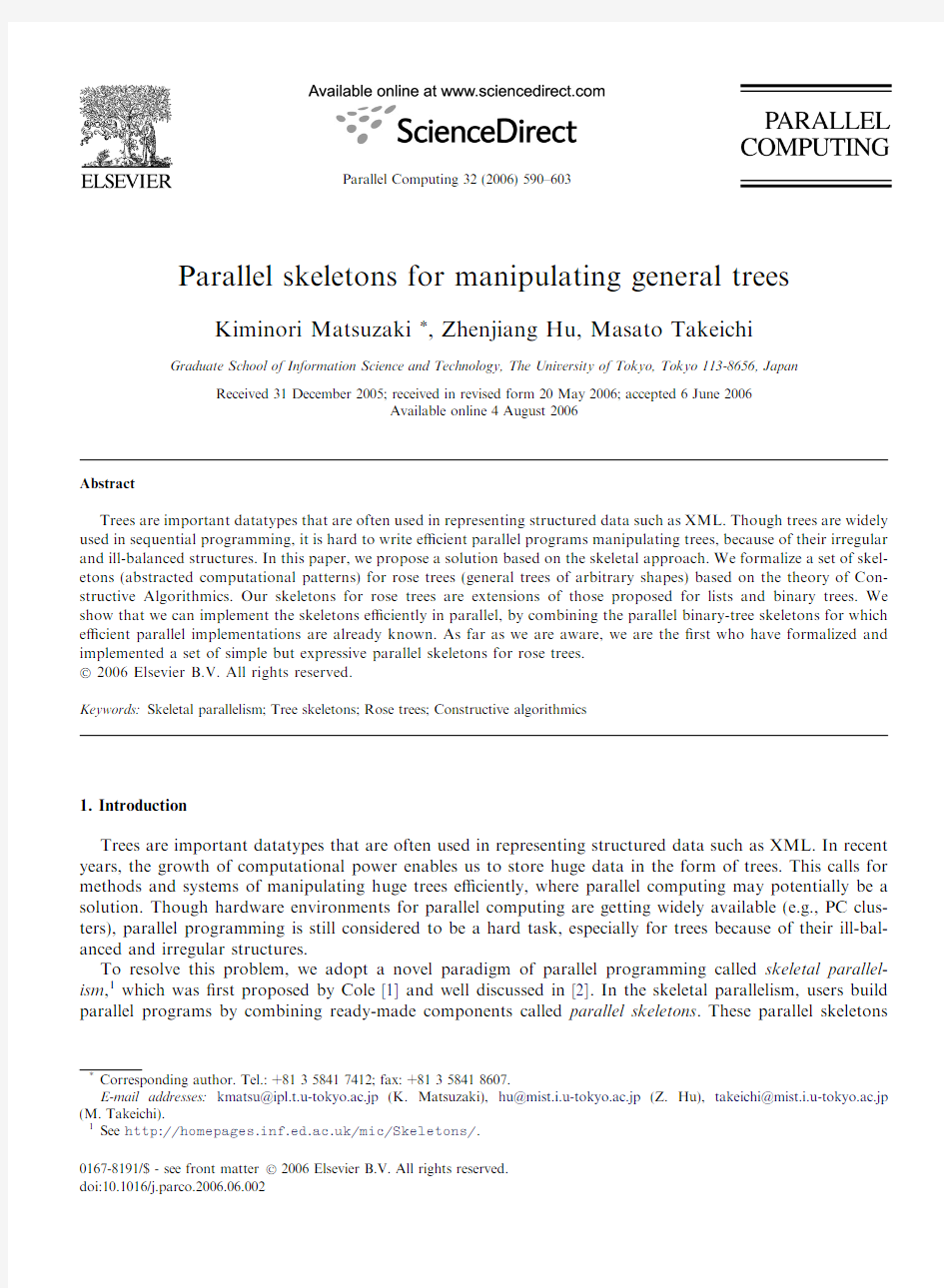 Abstract Parallel skeletons for manipulating general trees