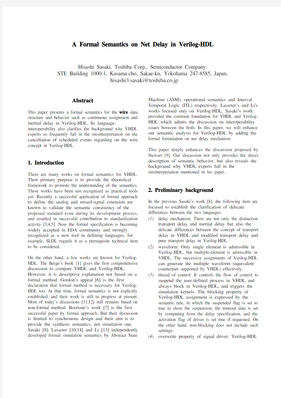 A Formal Semantics on Net Delay in Verilog-HDL