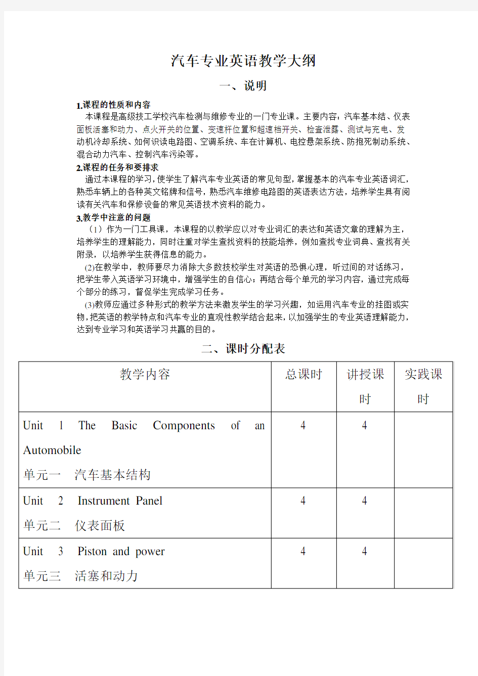 汽车专业英语教学教材