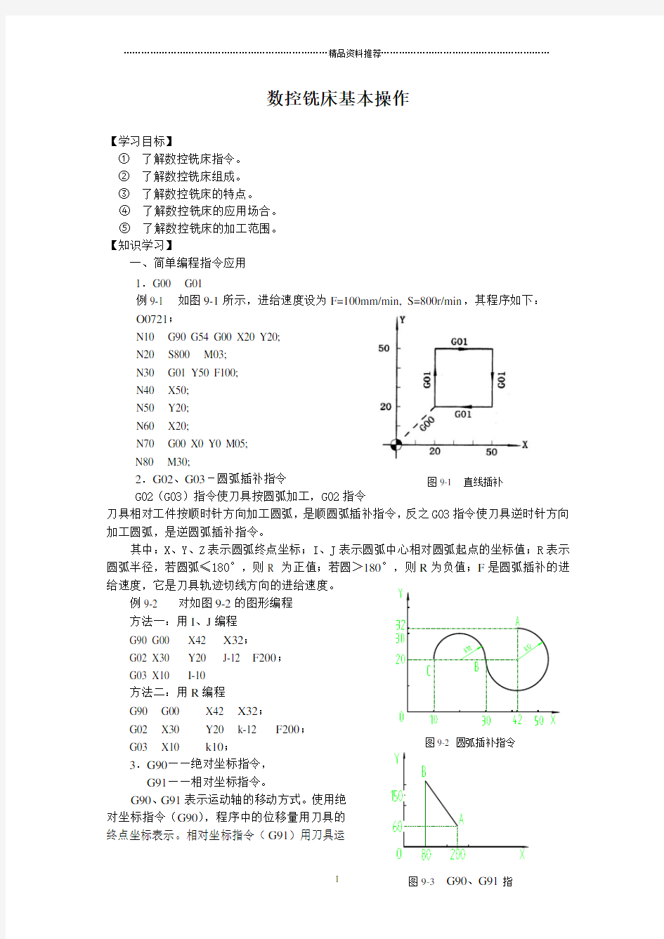 数控铣床基本操作