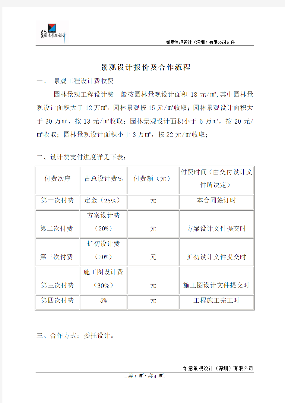 景观设计报价及合作流程