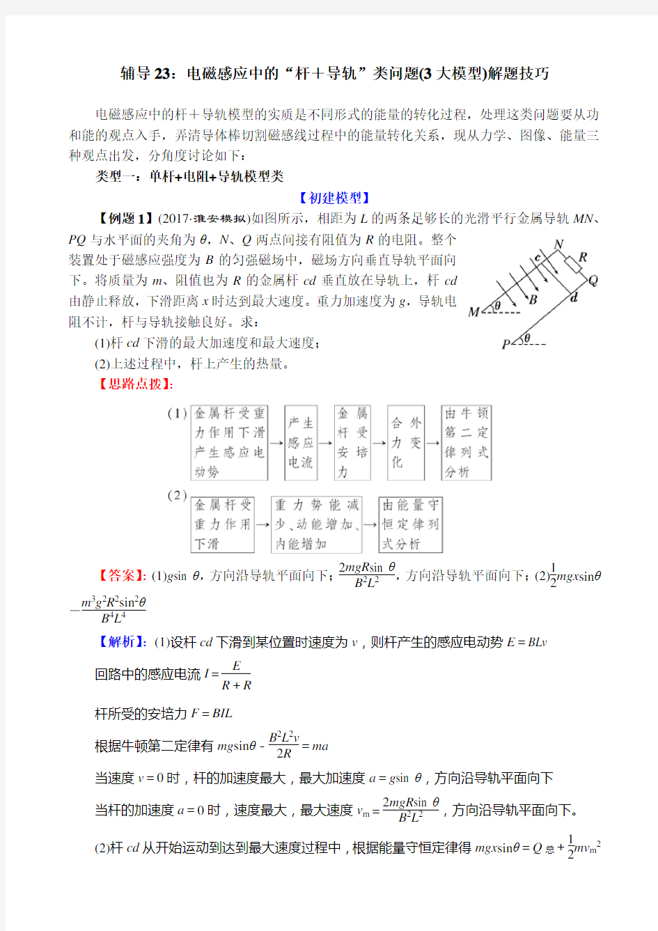 电磁感应中的“杆+导轨”类问题解题技巧