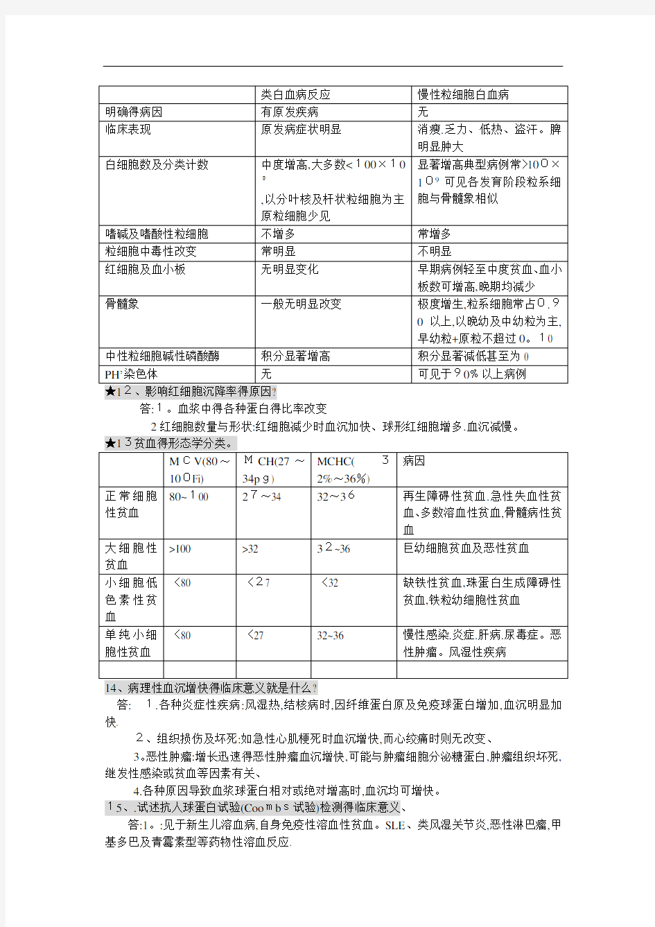 实验诊断学复习题必考题