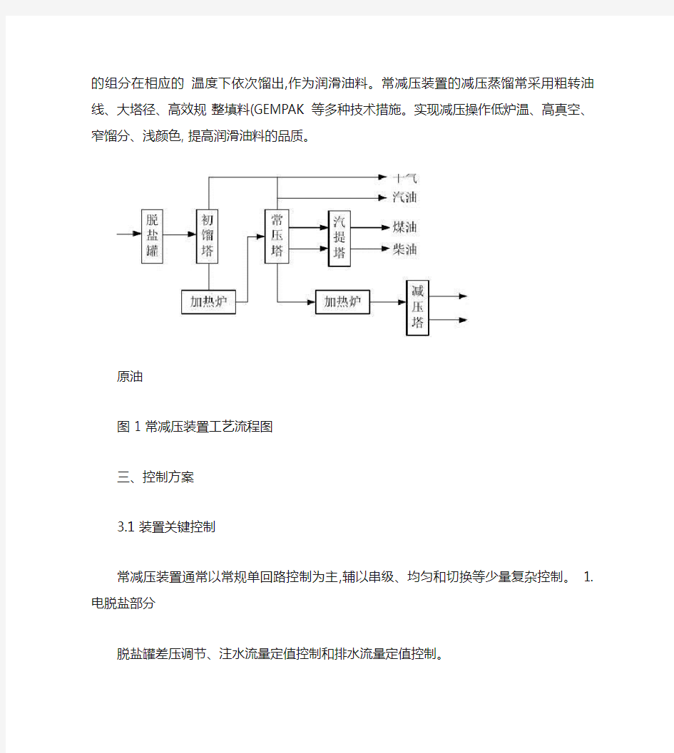 常减压蒸馏装置自动控制解决方案(精)