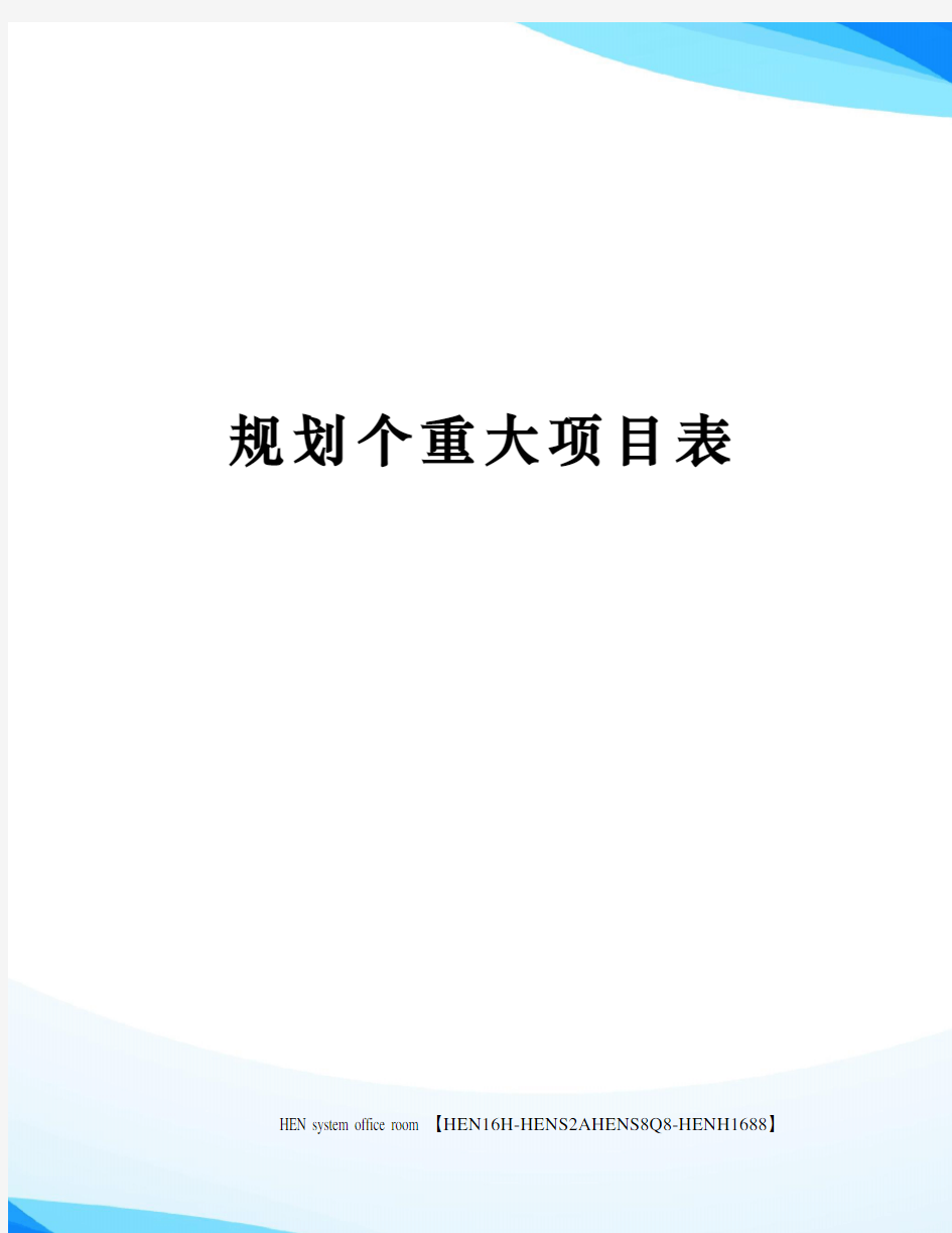 规划个重大项目表完整版