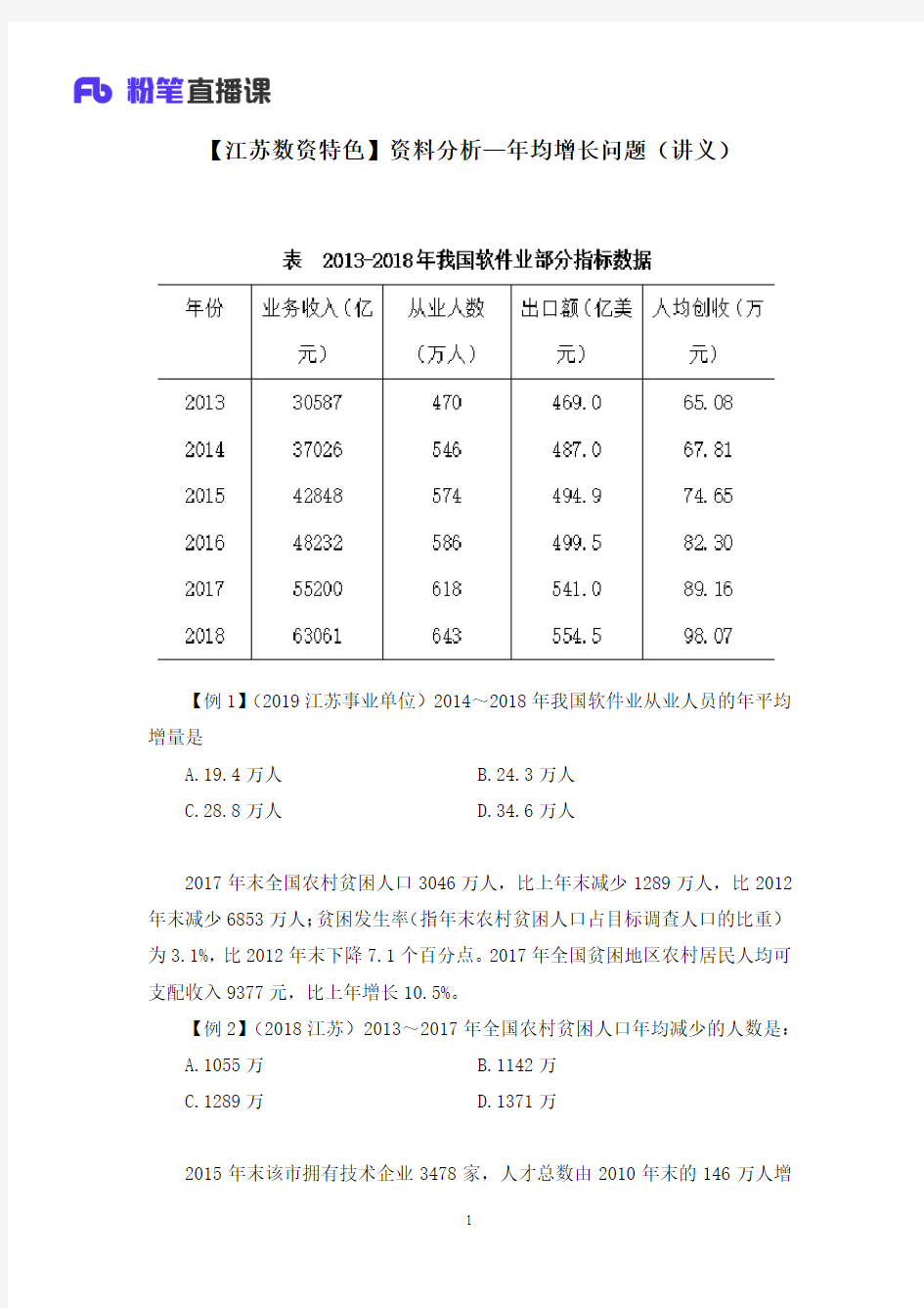 2021公务员省考【江苏数资特色】+资料分析—年均增长问题++胡妞燕+(讲义笔记)