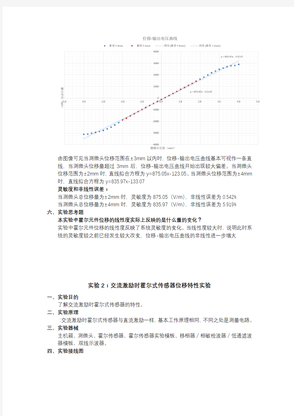 实验05(霍尔式传感器)实验报告