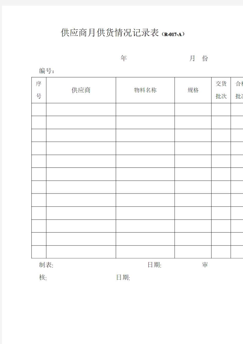 供应商管理表格汇总3000008)