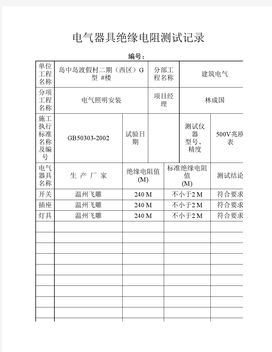 电气安装验收记录表