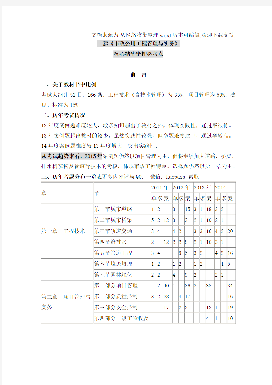 一建市政公用工程管理与实务