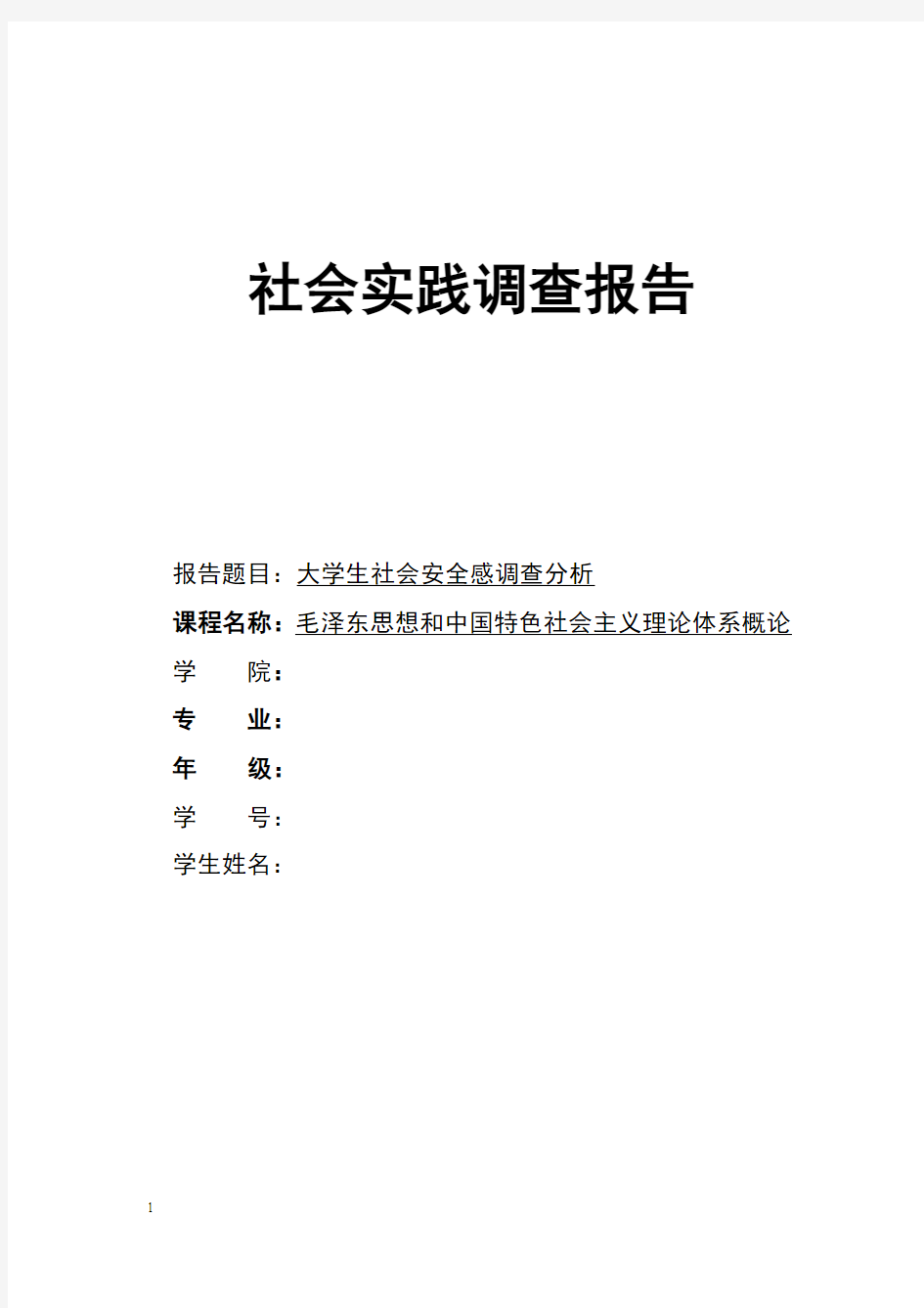 毛概社会实践调查报告--社会安全感调查分析